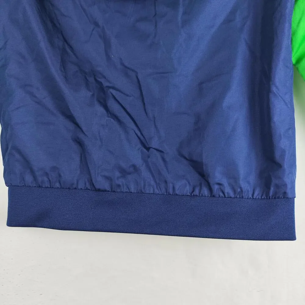 Nike Jacket Kids 4-5Y Green Blue White Hooded Windbreaker Full Zip Mesh Lined